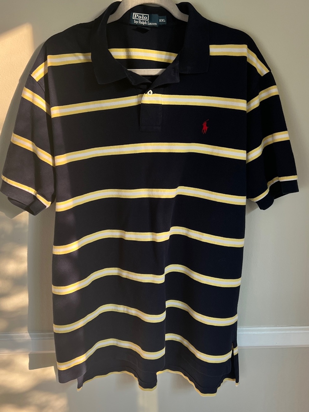 Polo by Ralph Lauren Navy Shirt with Yellow and White Stripes